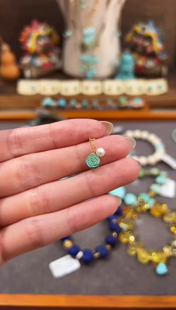 绿松石18K金镶嵌提溜绿松石提溜