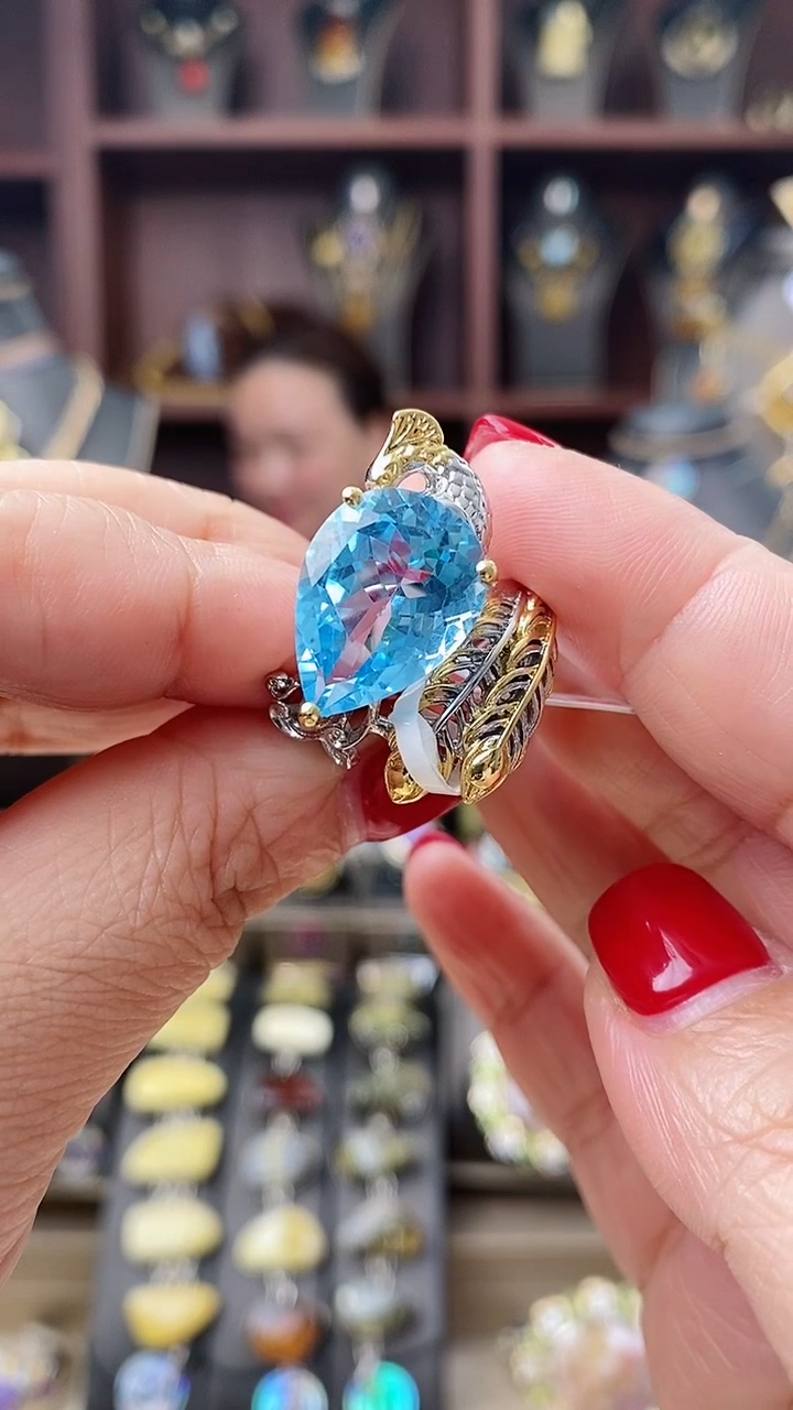 【闪购商品】托帕石戒指银S925镶嵌戒指