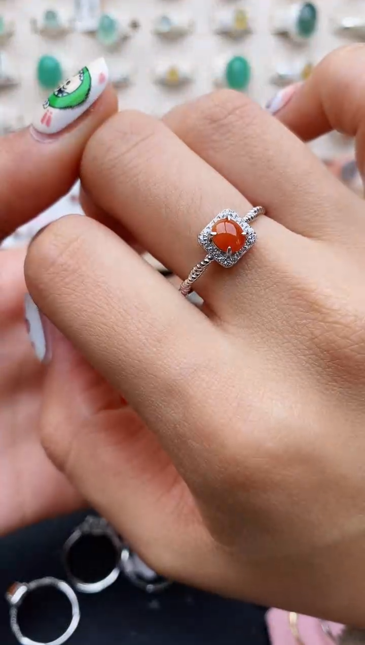 【闪购商品】翡翠戒指银S925镶嵌缅甸翡翠