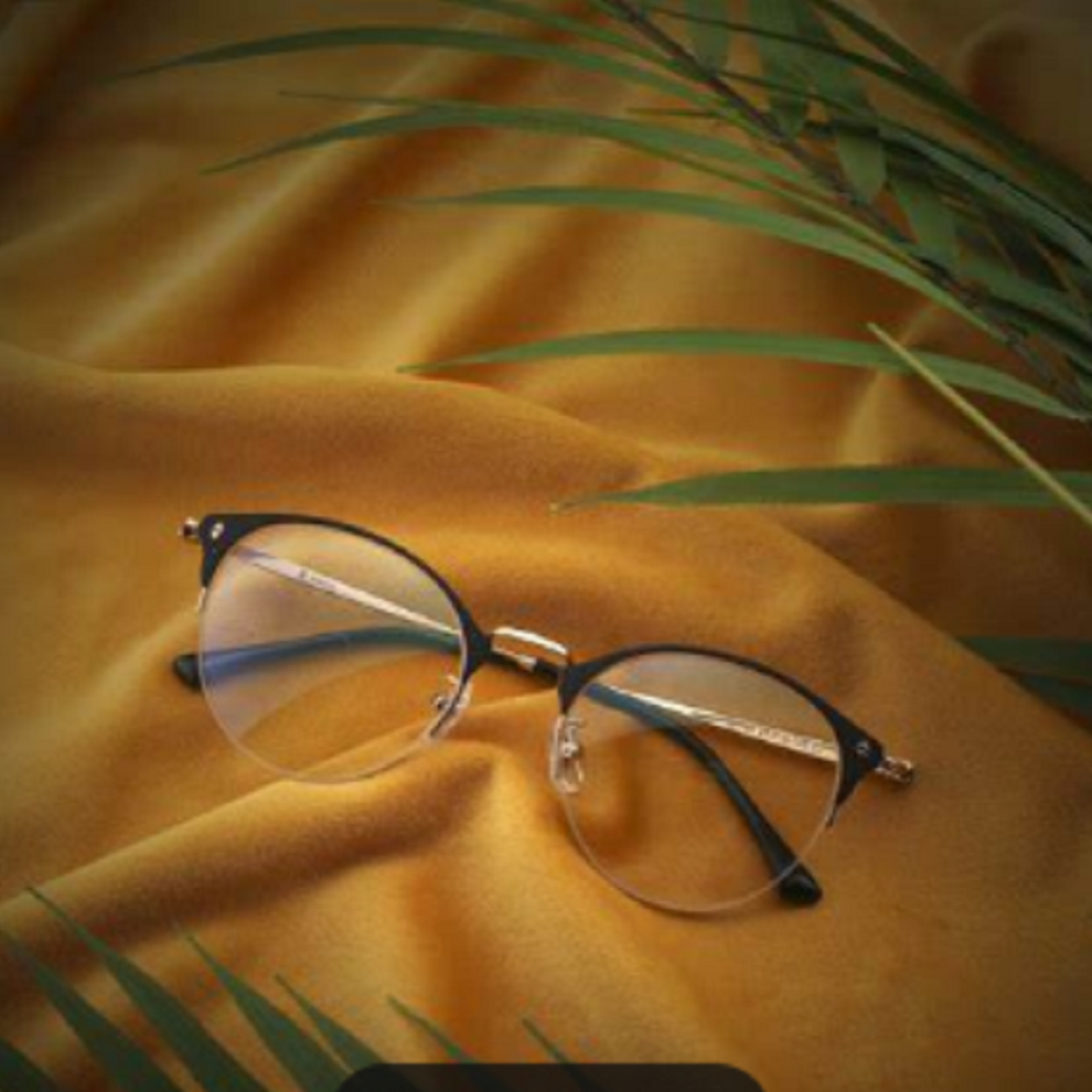 1复古金属猫眼眼镜框女款可配近视眼镜潮流半框时尚网红