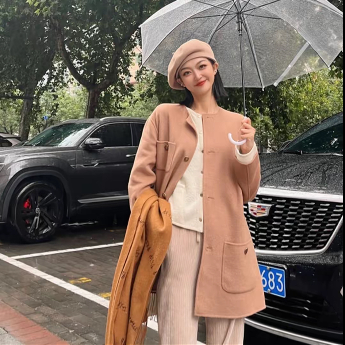 GIRDEAR/哥弟休闲风女网红中长款秋冬休闲韩系外套呢大衣1400725