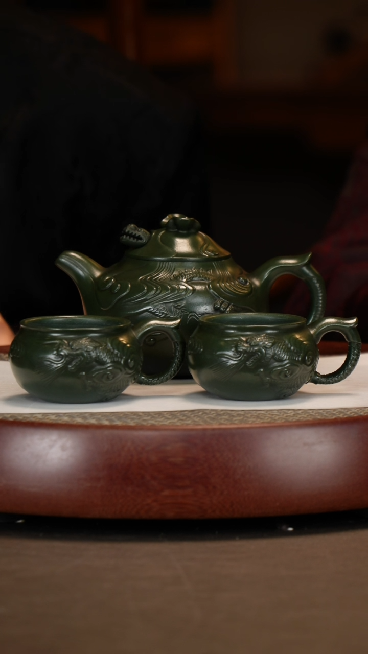 【闪购商品】紫砂茶壶可心云龙套组+盖杯350c+十二生肖杯