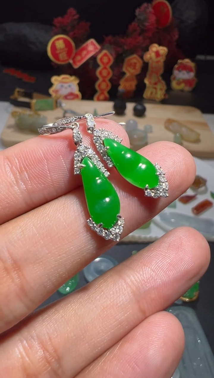 【闪购商品】定制翡翠18K金镶嵌天然缅甸A货翡翠