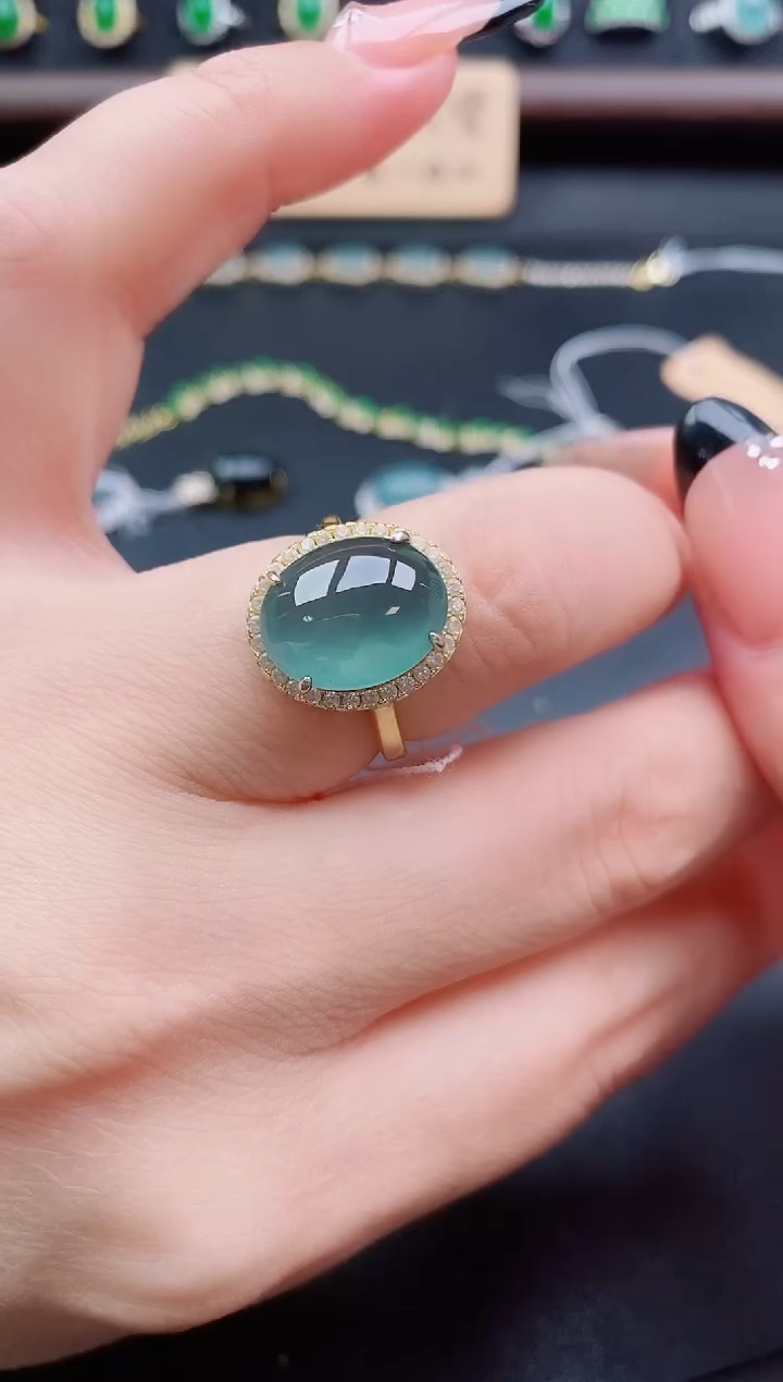 银S925镶嵌戒指翡翠1