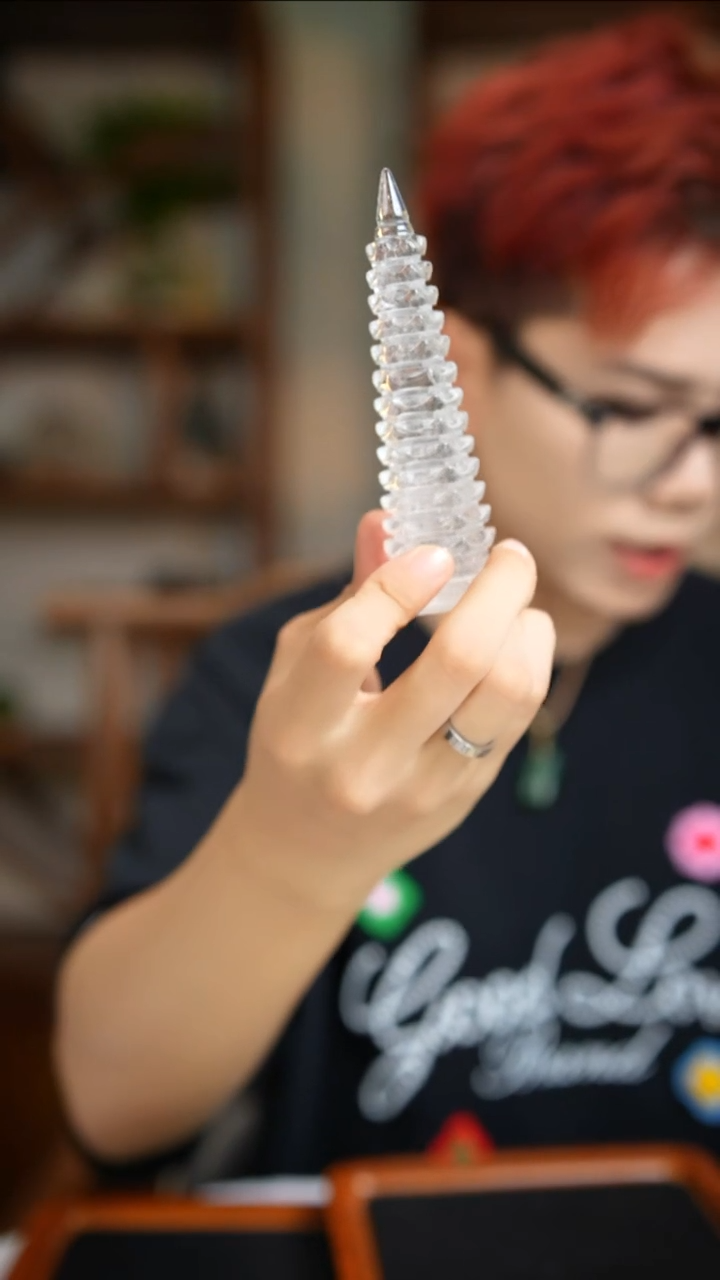 水晶珠宝半成品未镶嵌燕*白水晶文昌塔D71