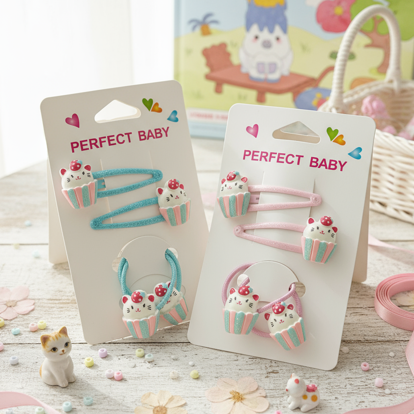 I321-3210卡通小猫甜美可爱时尚发饰休闲风女宝宝手绘不伤发发饰