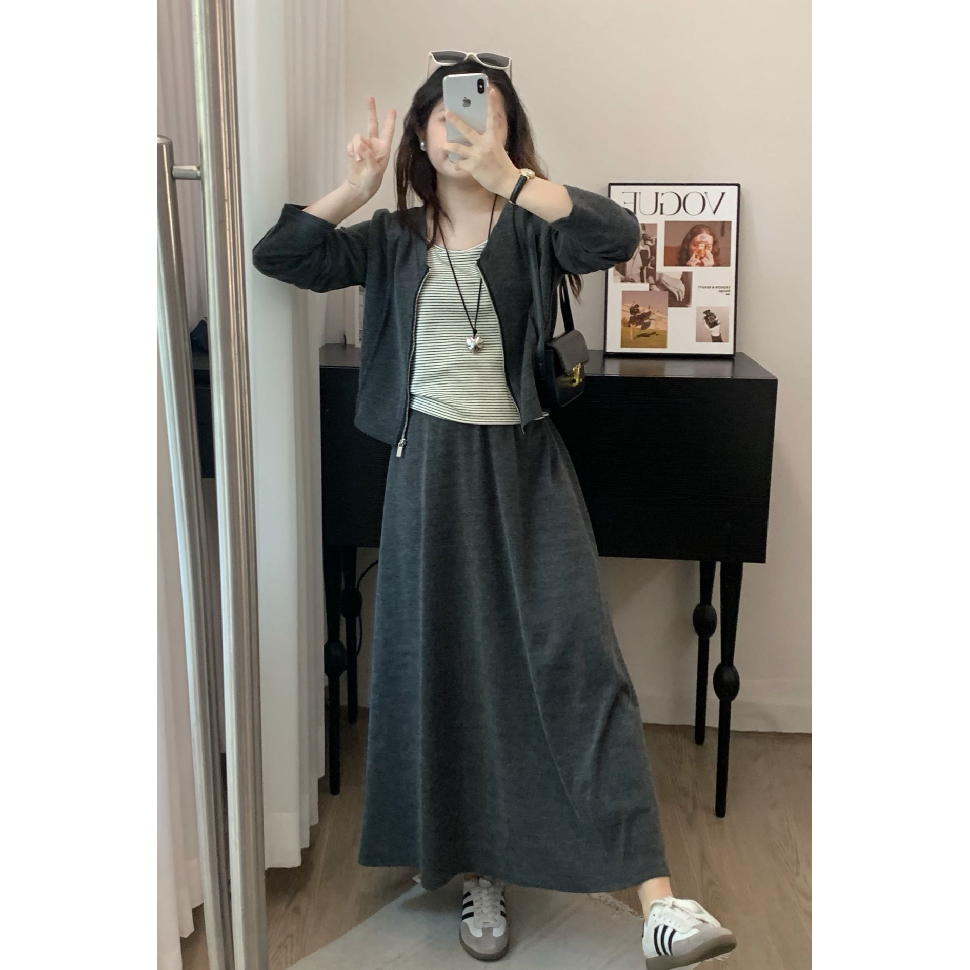运费补贴小个子春秋新款韩版百搭显瘦气质时尚垂感针织三件套装女
