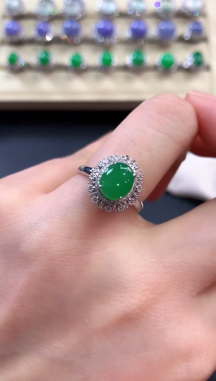 【闪购商品】翡翠戒指18K金镶嵌b30       