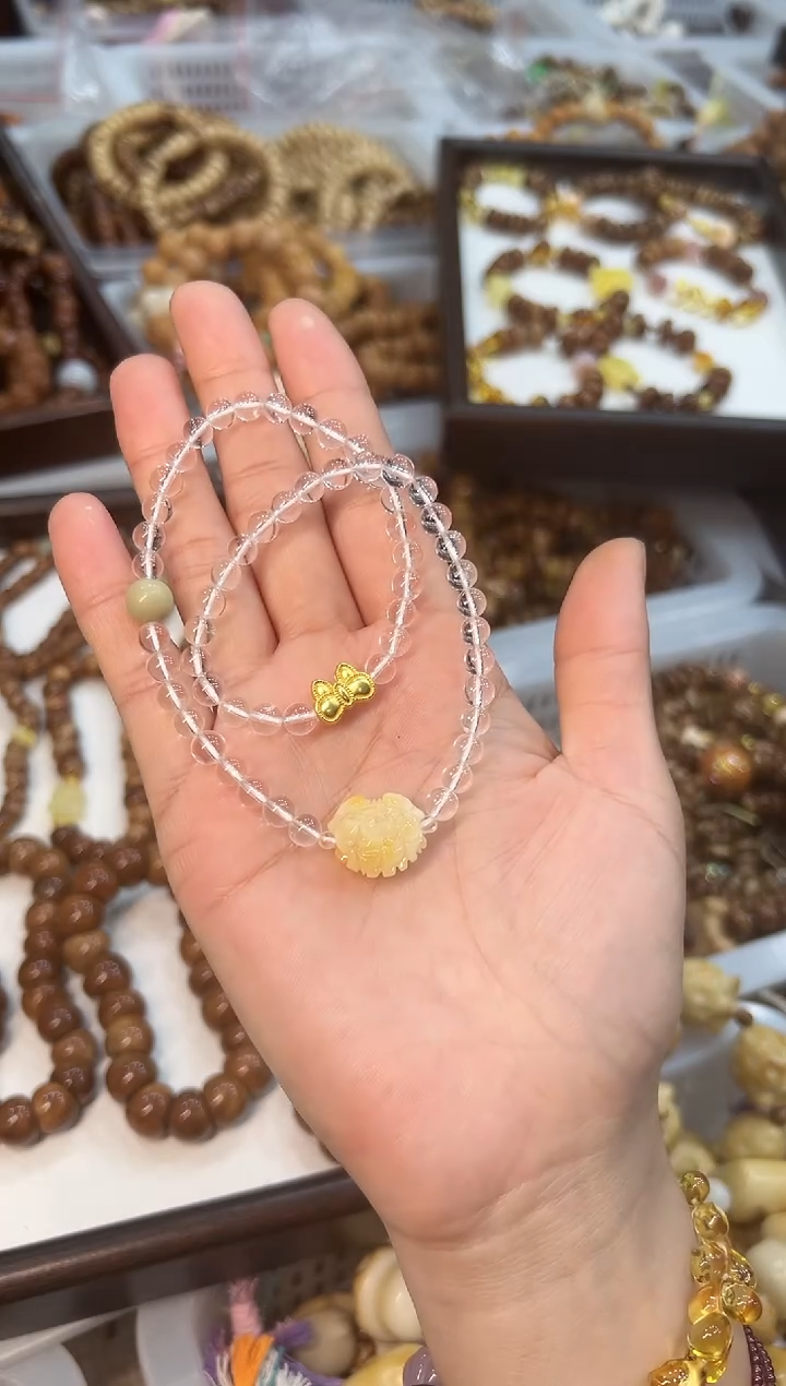 未镶嵌手串水晶卡6mm设计款 双圈叠戴  