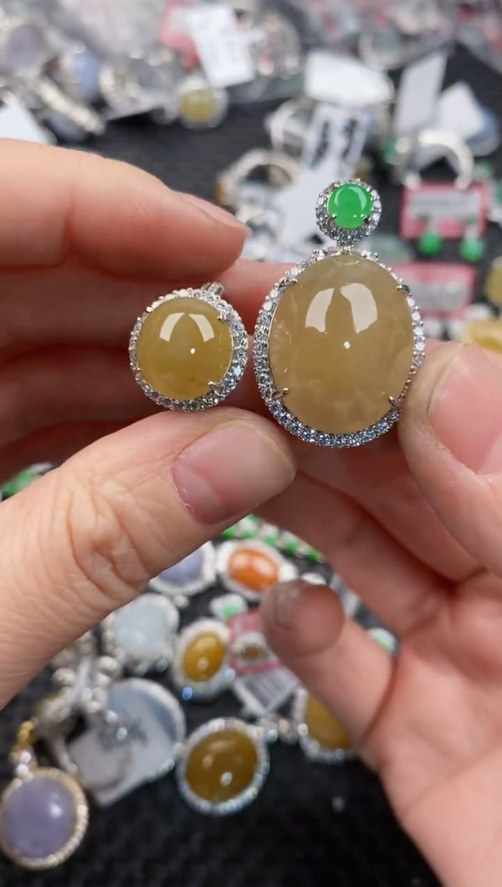 银S925镶嵌戒指翡翠11               10