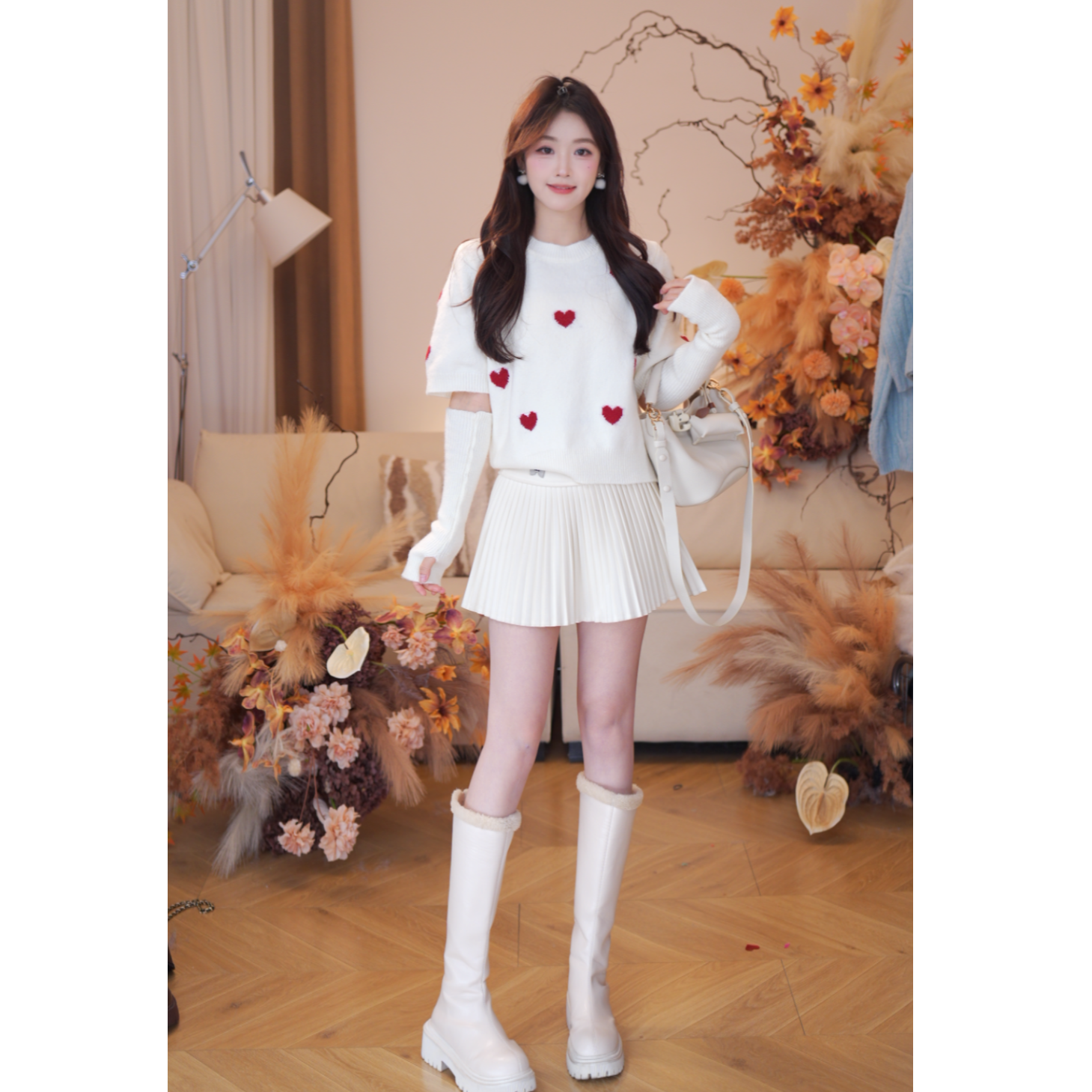 曾小咸 拼色爱心时尚舒适保暖毛衣 Z261MZR0964