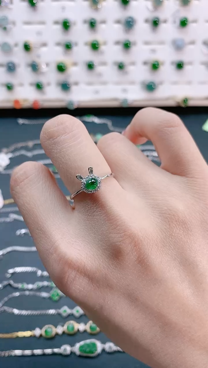 【闪购商品】翡翠戒指银S925镶嵌天然翡翠