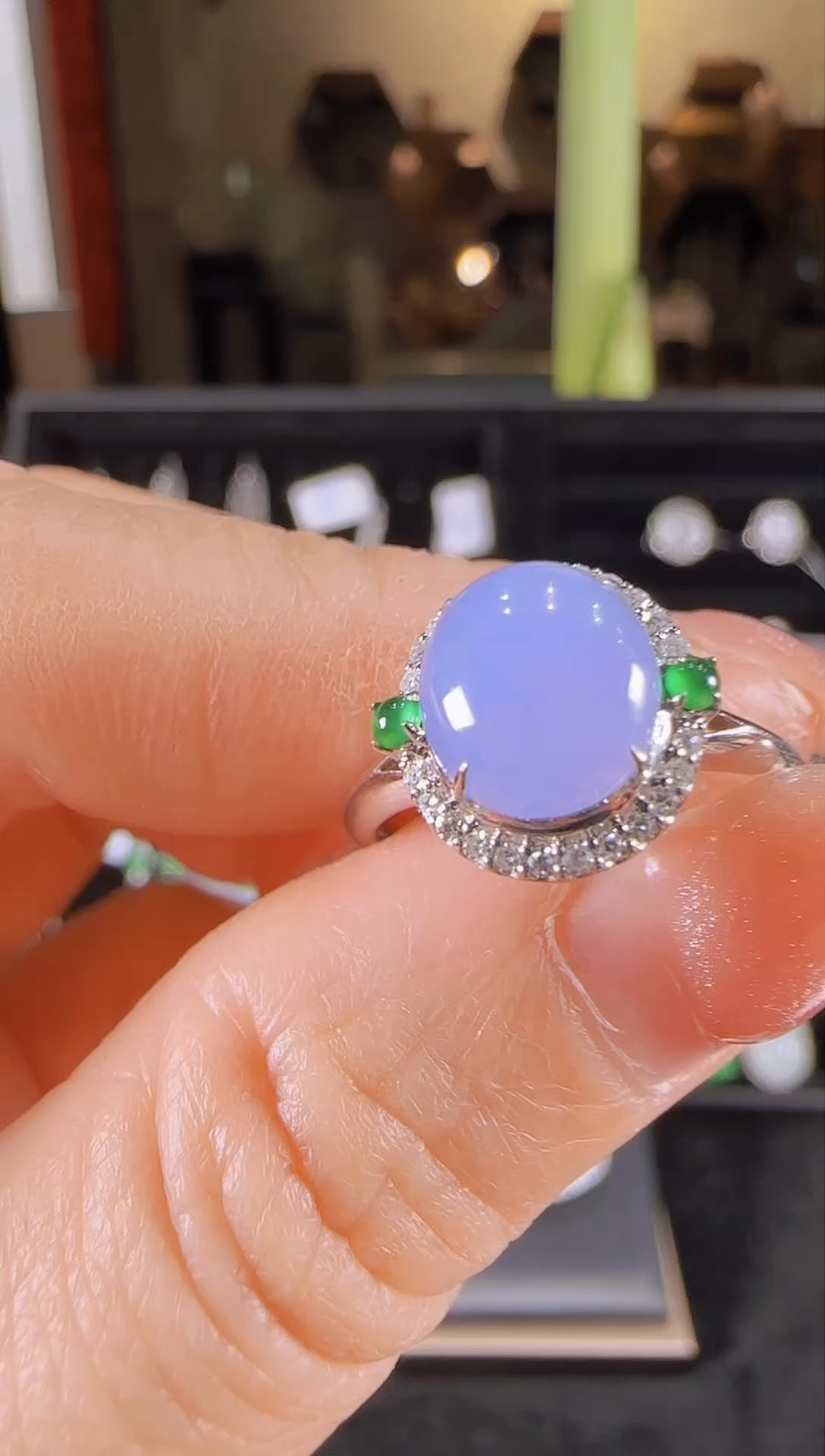 【闪购商品】翡翠戒指18K金镶嵌紫罗兰戒指