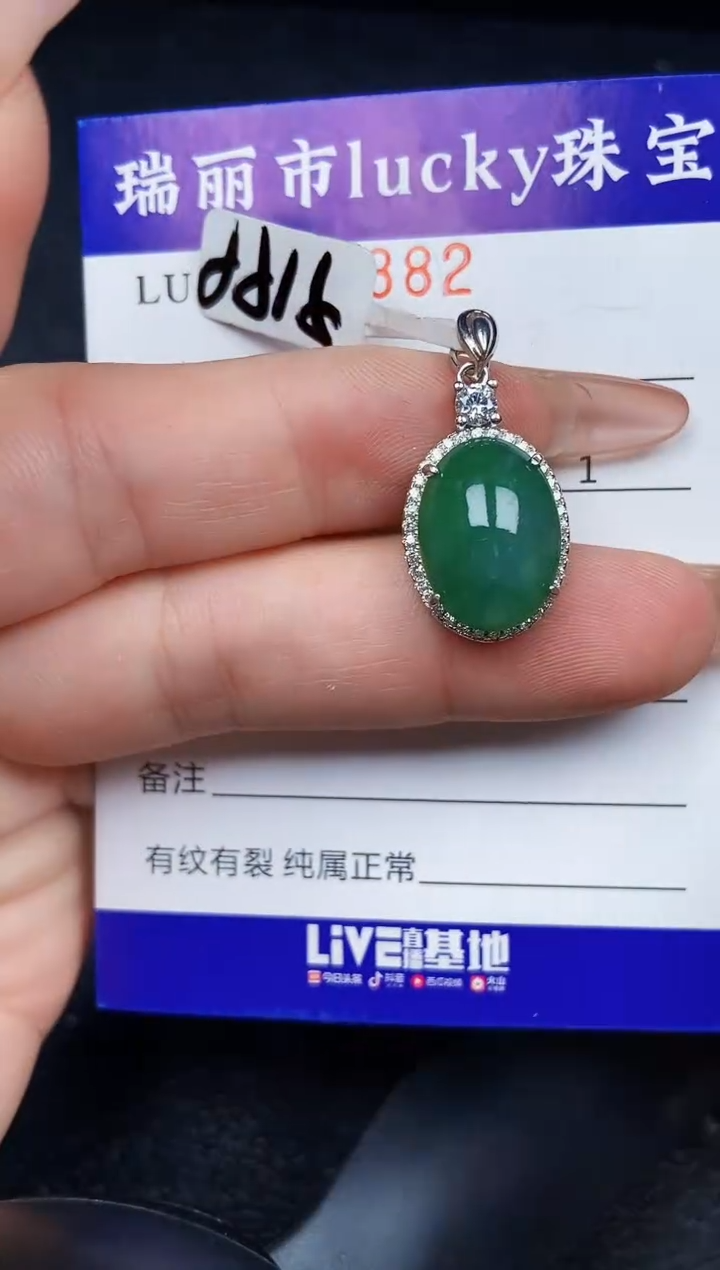 翡翠银S925镶嵌颈饰5882