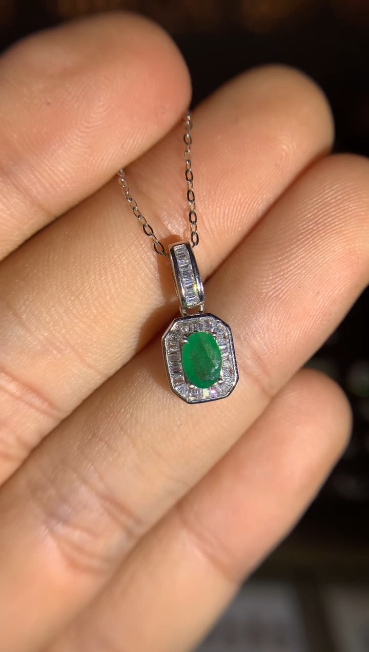 【闪购商品】祖母绿吊坠银S925镶嵌吊坠