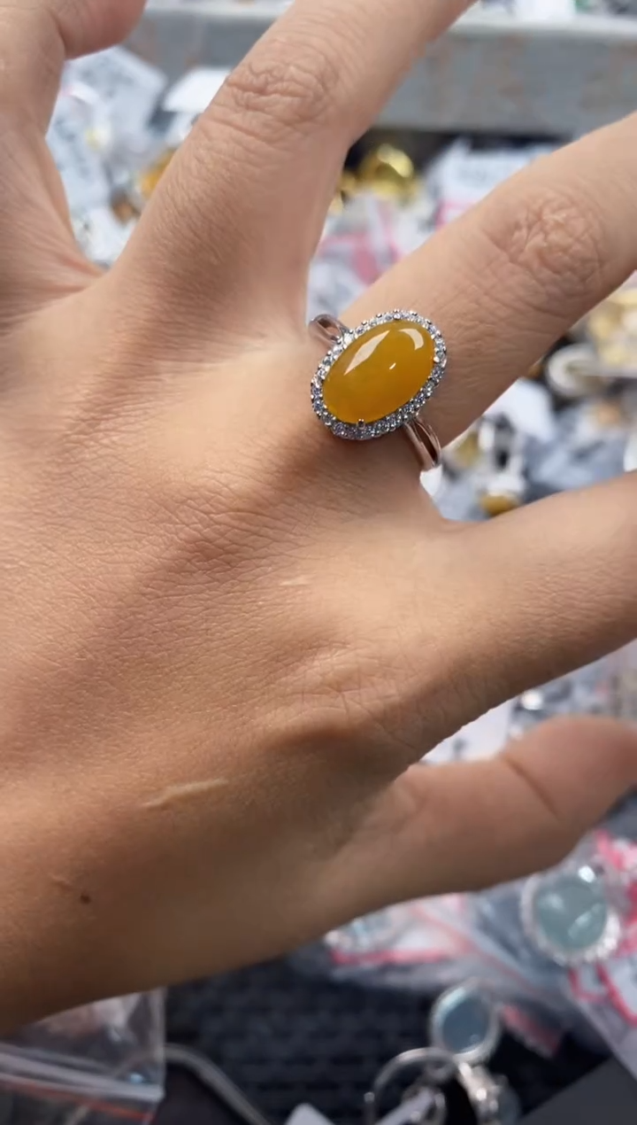 银S925镶嵌戒指翡翠999---4