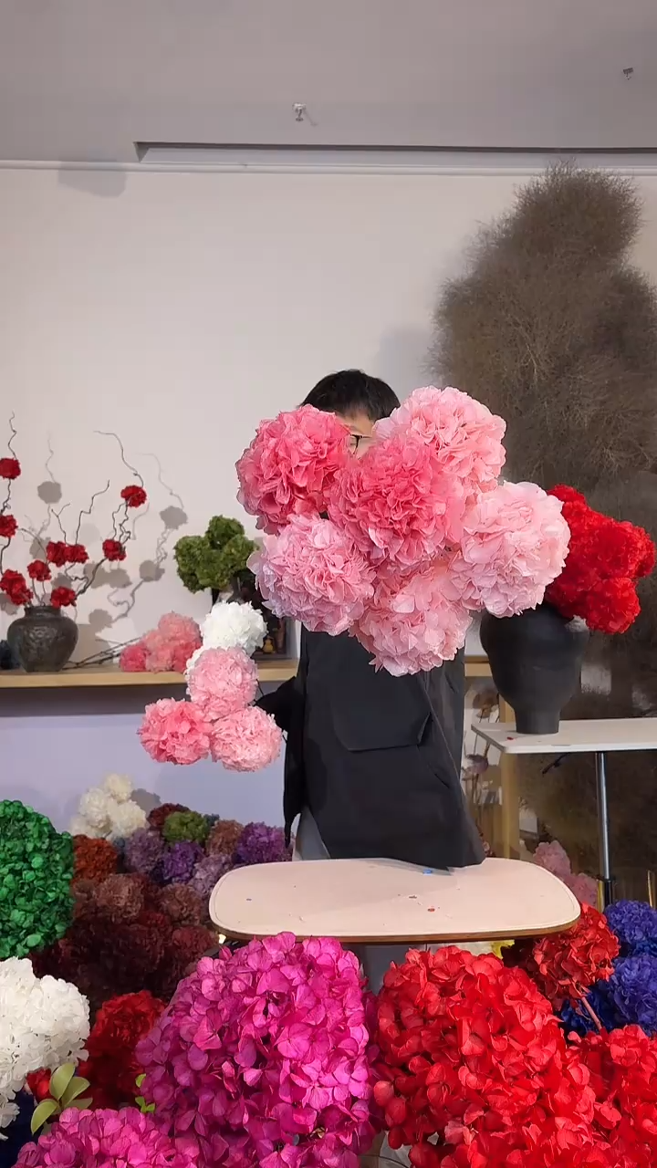 88  漂色永生大叶绣球花球6枝—浅粉4/深粉2