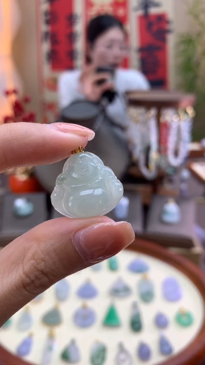 【闪购商品】翡翠颈饰18K金镶嵌佛公