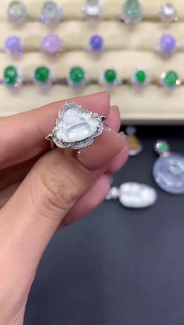 【闪购商品】翡翠18K金镶嵌戒指a96