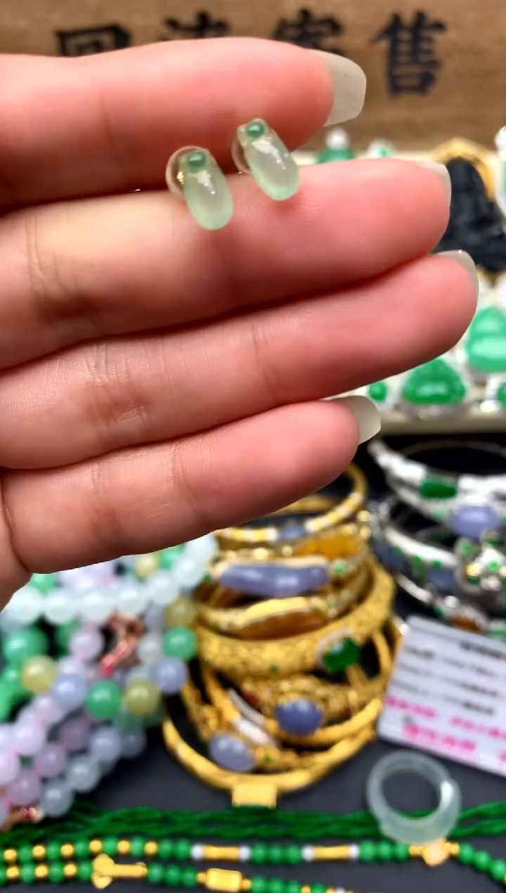 【闪购商品】翡翠耳饰18K金镶嵌12-中国好珍宝