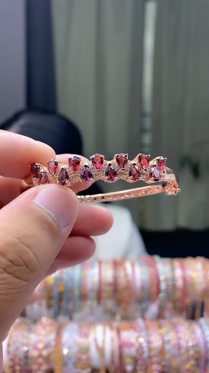 【闪购商品】碧玺手镯银S925镶嵌345354354354