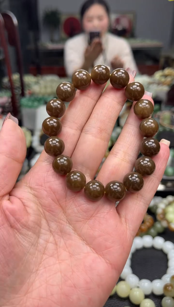 【闪购商品】和田玉手串未镶嵌新疆且末老红糖卡12