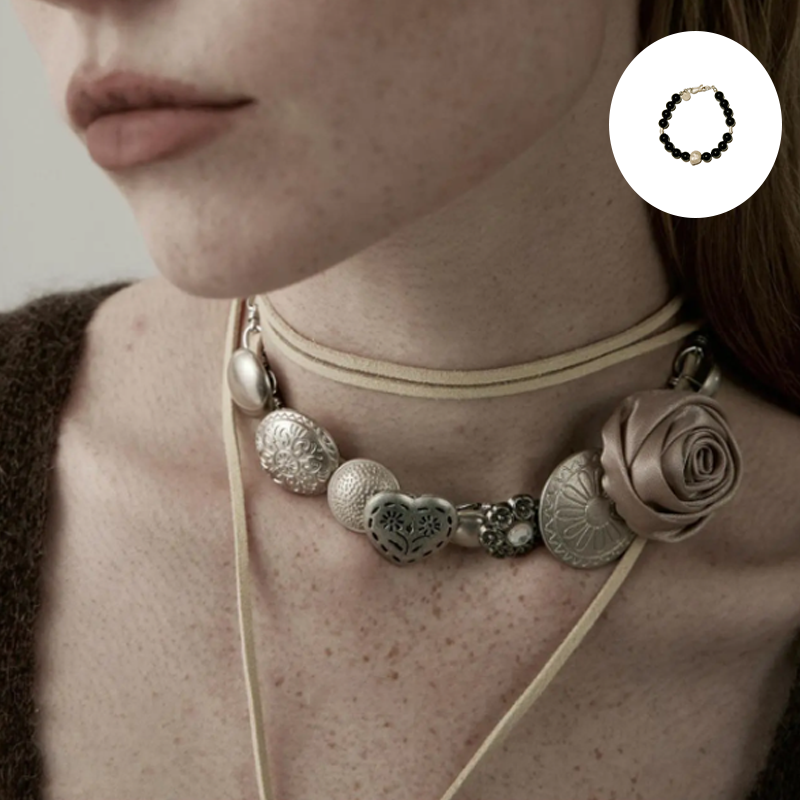 合金手链 赵露思同款 瓷白玫瑰绿幽灵串珠手链Z-WINDSTORM几问瞳 