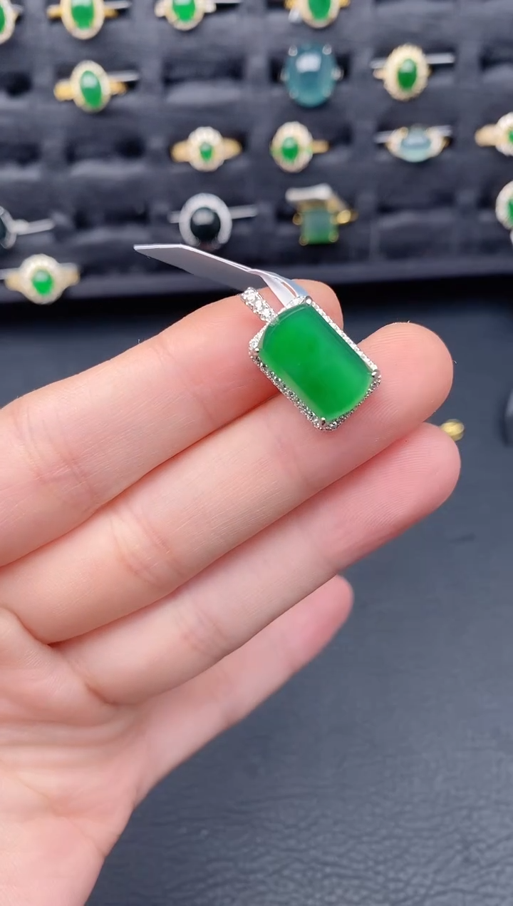 颈饰银S925镶嵌翡翠天然a货翡翠265