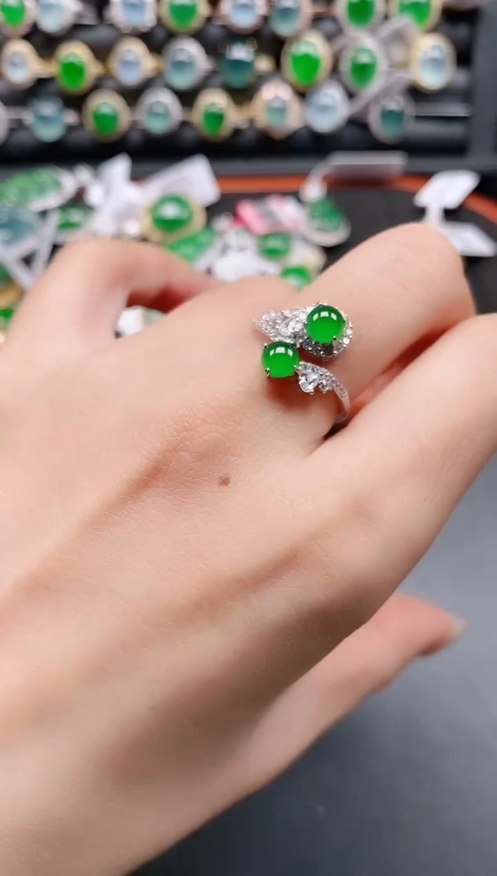 银S925镶嵌戒指翡翠111111