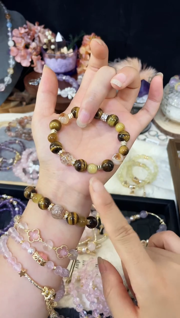 水晶手串未镶嵌黄水晶虎眼石金霸综合多样发一