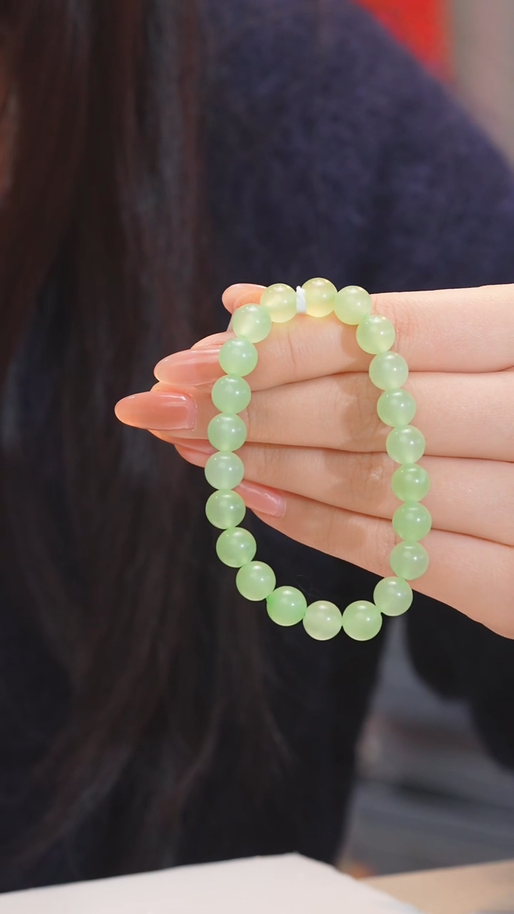 【闪购商品】和田玉手串未镶嵌翠青 卡8@@P8068