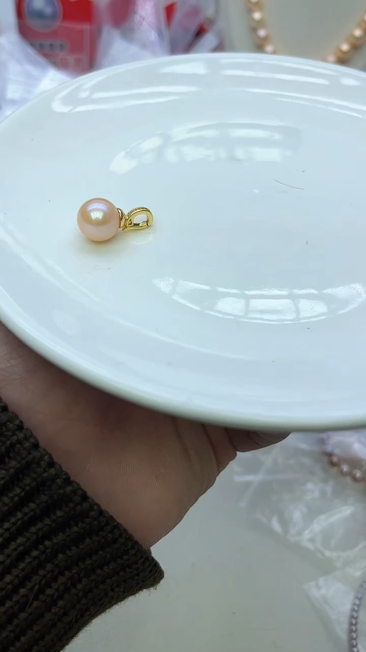 未镶嵌吊坠淡水珍珠中国红吊坠