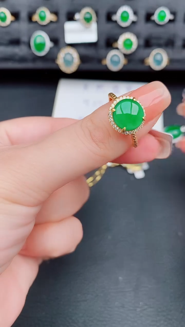 翡翠戒指银S925镶嵌天然a货翡翠311