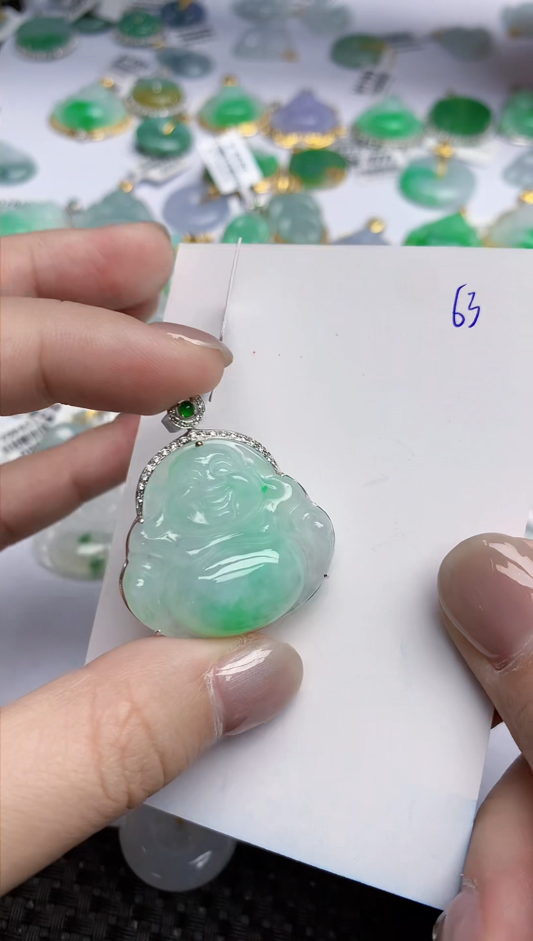 【闪购商品】翡翠挂件18K金镶嵌天然翡翠A货