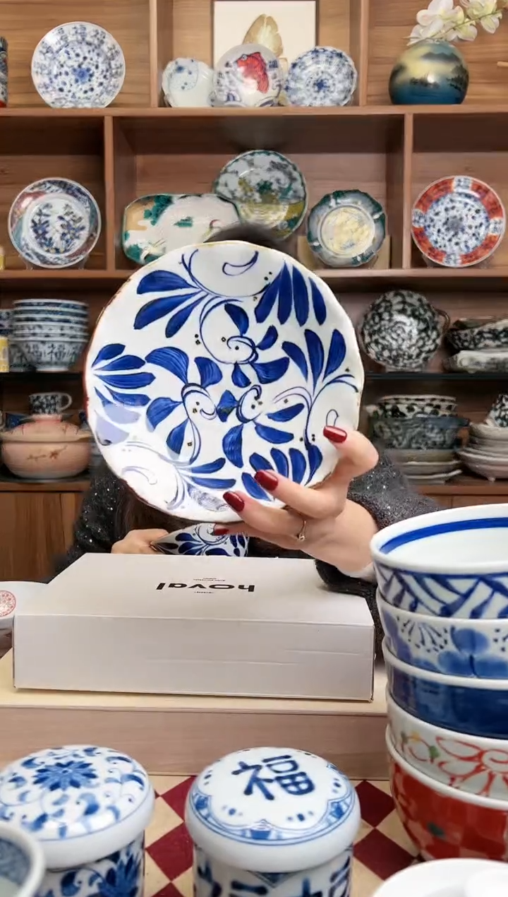 【闪购商品】瓷片翔芳窑唐草 花边小盘