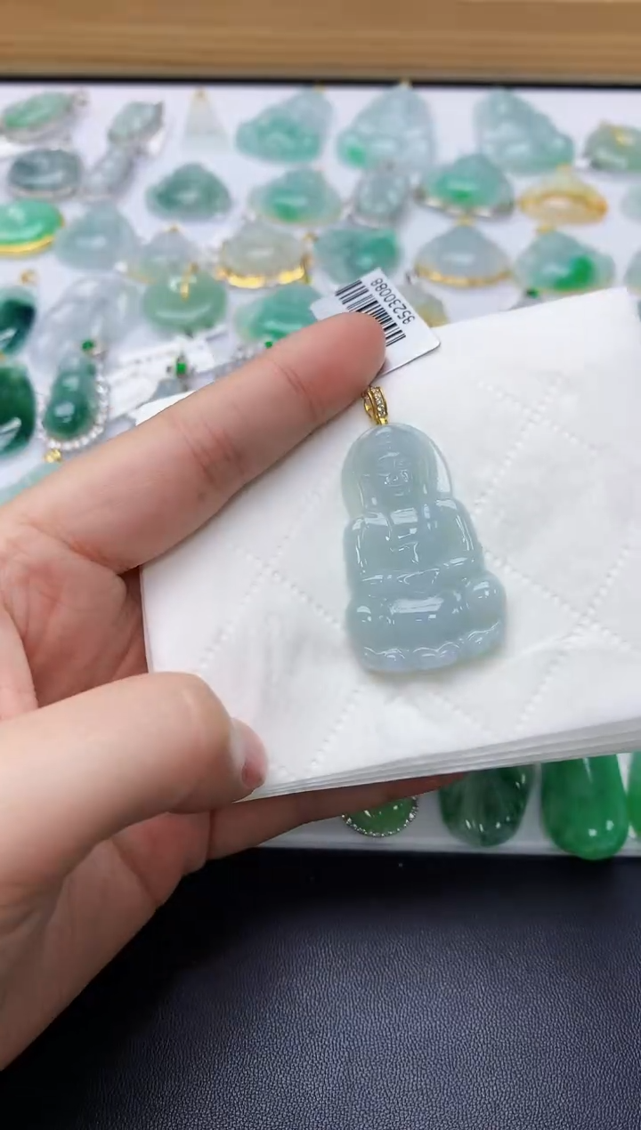 颈饰银S925镀金镶嵌翡翠天然A货