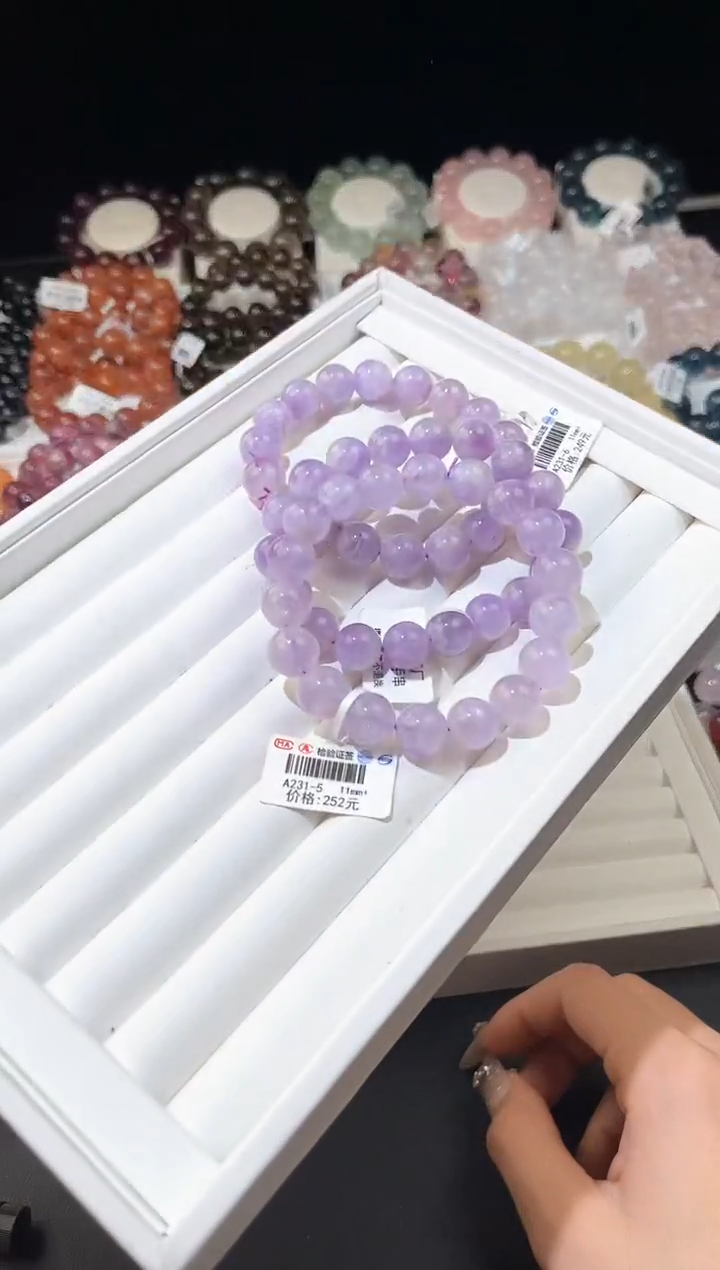 【闪购商品】水晶手链未镶嵌多样性发一紫兔毛11mm