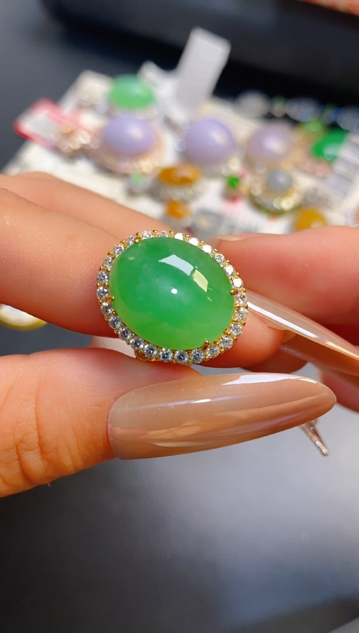 银S925镶嵌戒指翡翠天然