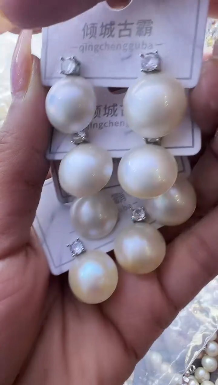 【闪购商品】拼合珍珠（马贝珠）耳饰银S925镶嵌487