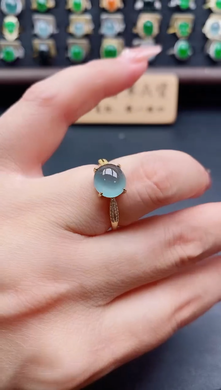 银S925镶嵌戒指翡翠1