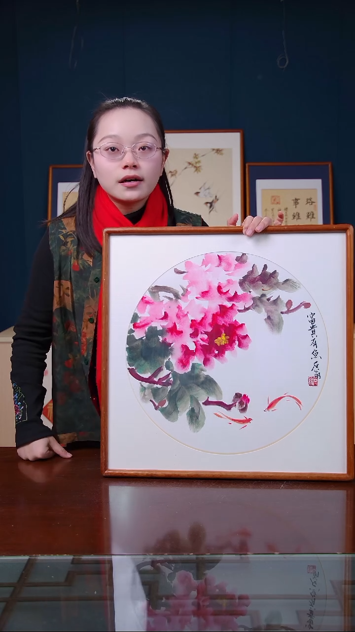 【闪购商品】书法富贵牡丹   尺寸53*53
