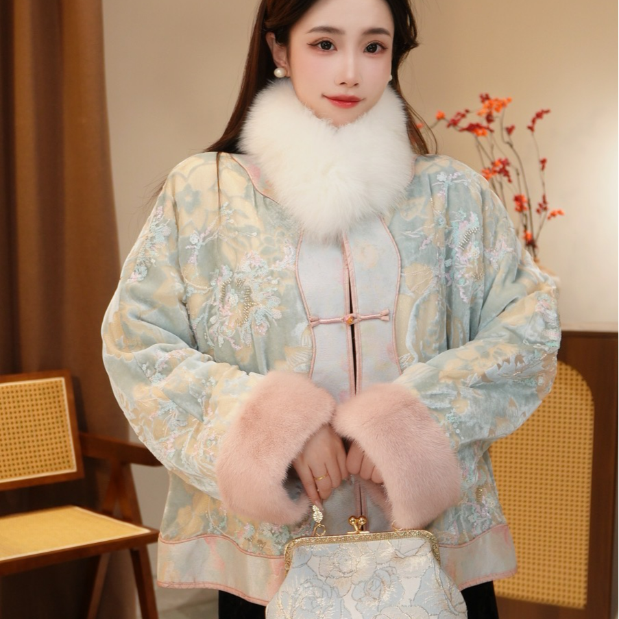 【海瑶梦】新中式国风重工钉珠刺绣加厚外套2025D9742睿睿广源仓