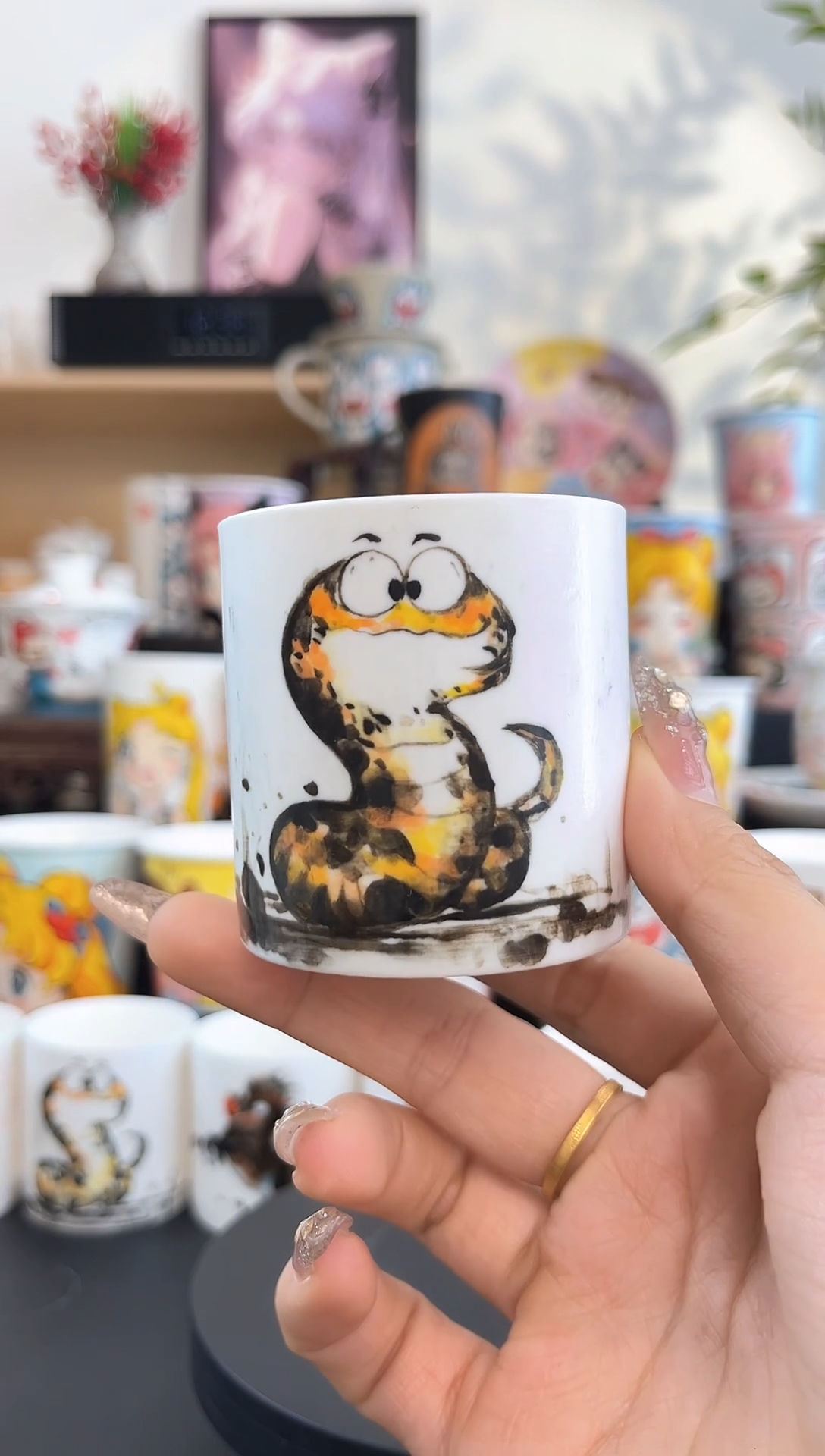 【闪购商品】摆件手工手绘陶瓷小杯杯