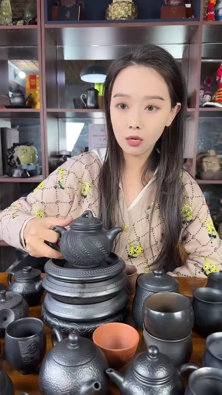 神农黑陶精品长青壶