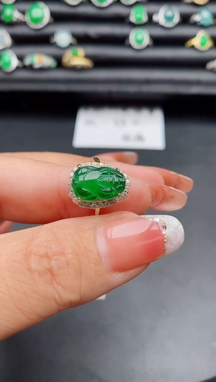 【闪购商品】翡翠戒指银S925镶嵌321312