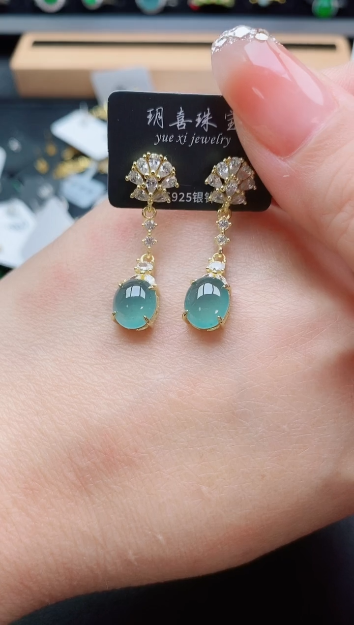 银S925镶嵌戒指翡翠1