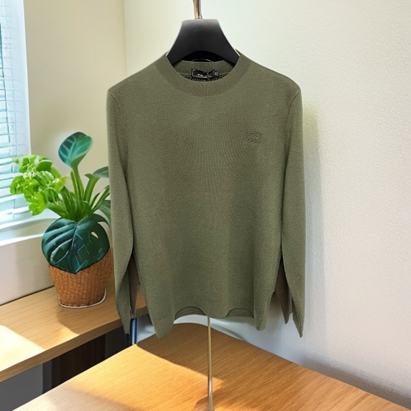 高端男装新款时尚休闲百搭轻奢针织加厚圆领羊毛衫60232