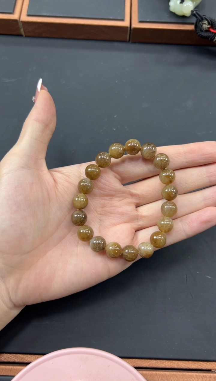 【闪购商品】和田玉手串未镶嵌且末金山微色差卡10手串