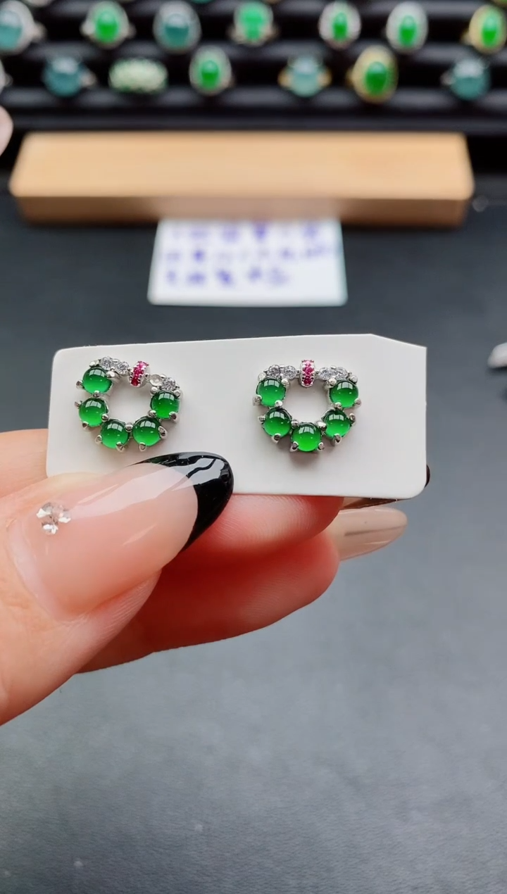 银S925镶嵌戒指翡翠1