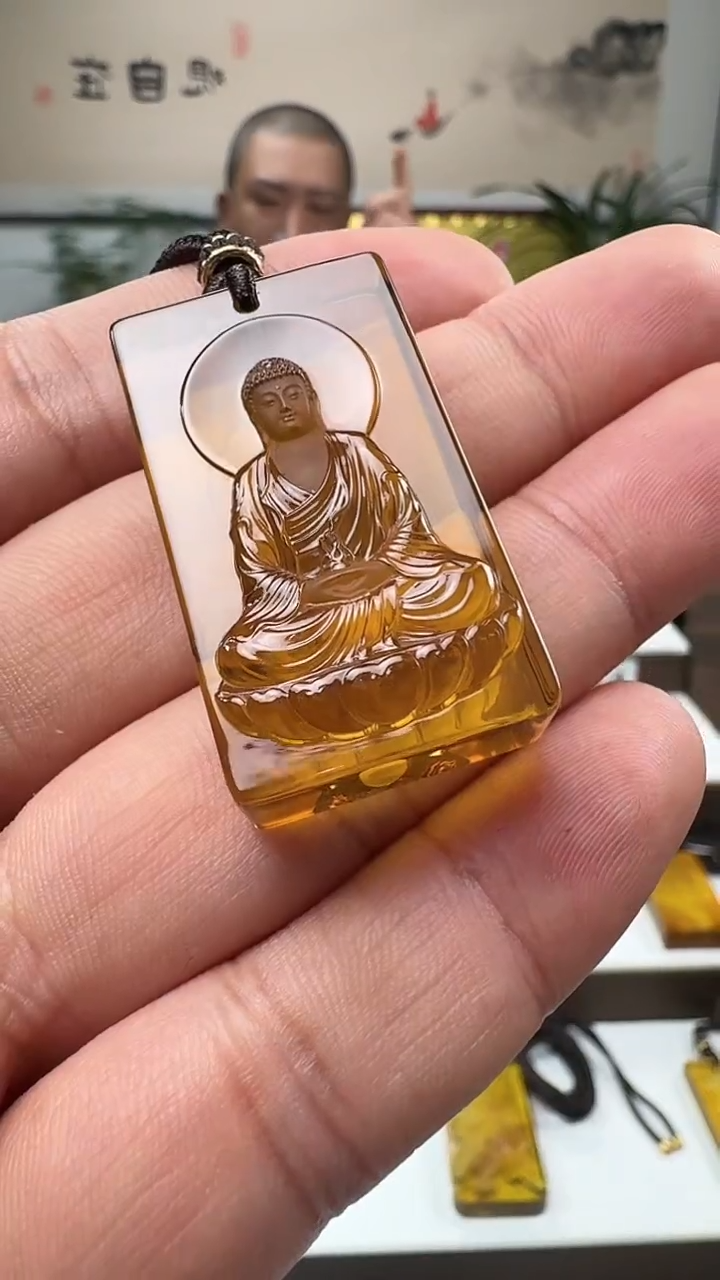 【闪购商品】琥珀吊坠(不含链)未镶嵌缅甸琥珀阿弥方牌吊坠